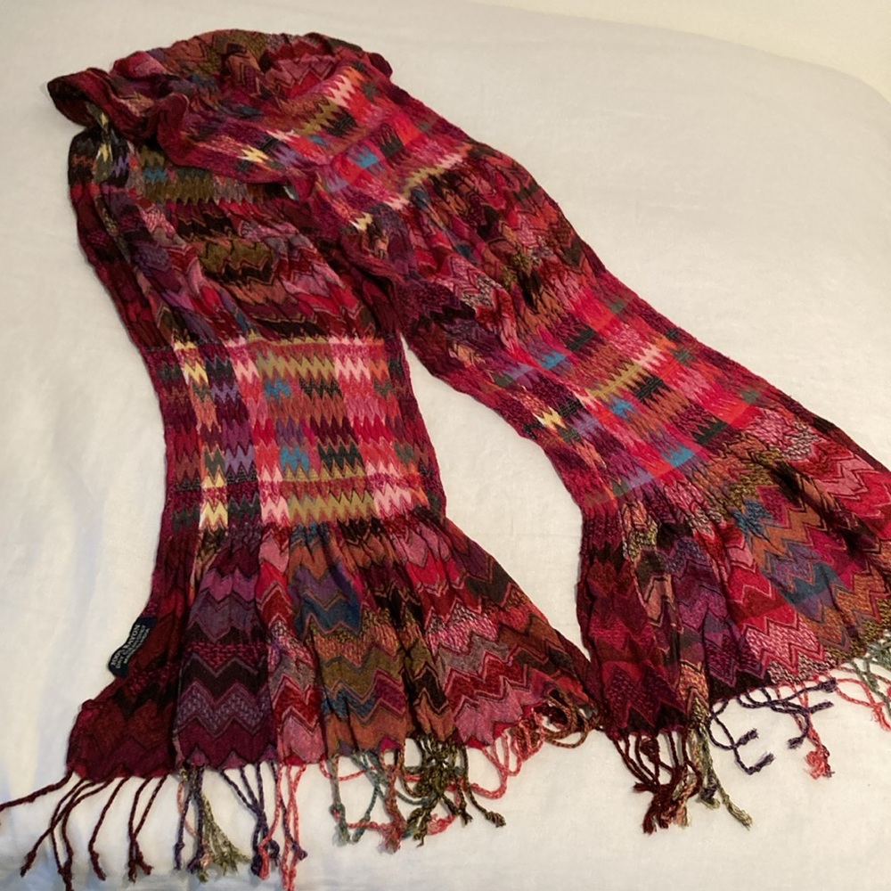 Scarf Zigzag Chevron 100% Rayon Boho Multi Color - image 3